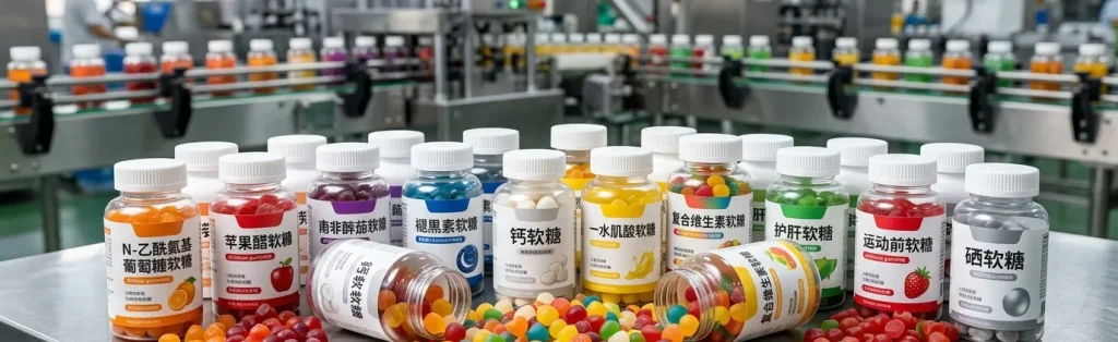 各种软糖在产线上